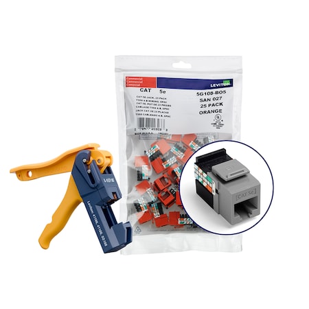 Leviton RJ JACK AND MODULE GIGAMAX CAT 5E UTP JACK 150PK, GREY 5G108-JG5